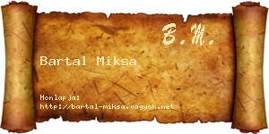 Bartal Miksa névjegykártya